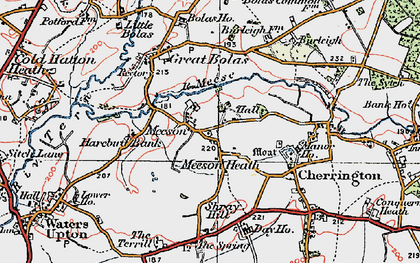 Old map of Meeson Heath in 1921