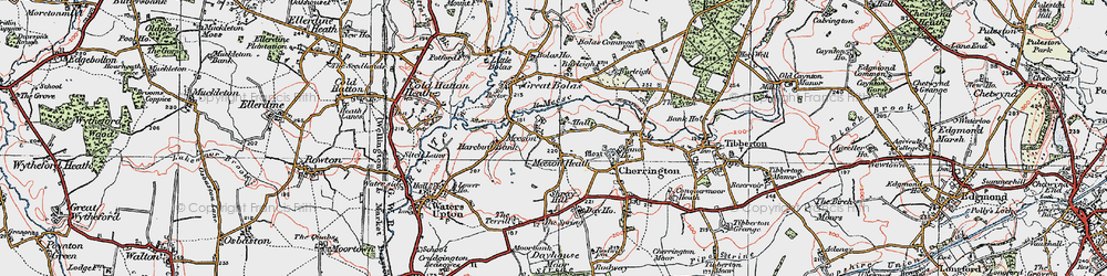 Old map of Meeson Heath in 1921