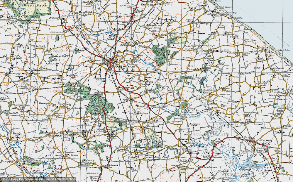 Old Map of Historic Map covering White Horse Common in 1922
