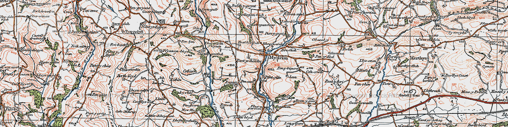 Old map of Meidrim in 1922