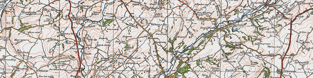 Old map of Meinciau in 1923