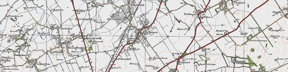 Old map of Melbourn in 1920