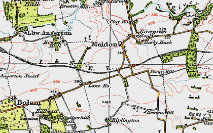 Old map of Meldon in 1925