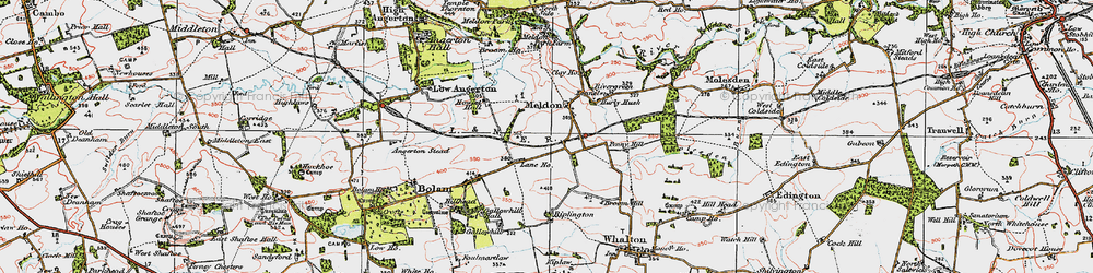 Old map of Meldon in 1925