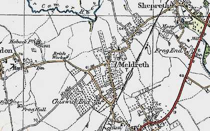 Old map of Meldreth in 1920