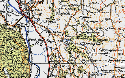 Old map of Bryniog Isaf in 1922