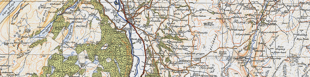 Old map of Bryn Sylldy in 1922