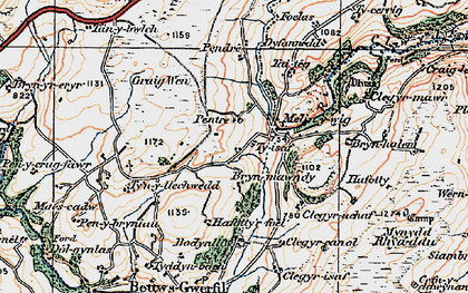 Old map of Bryn-mawndy in 1922