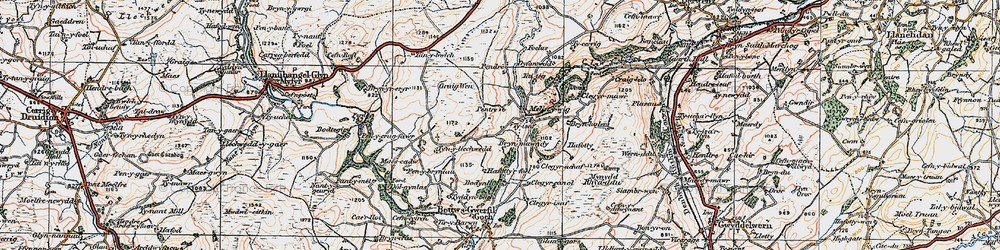 Old map of Bryn-mawndy in 1922