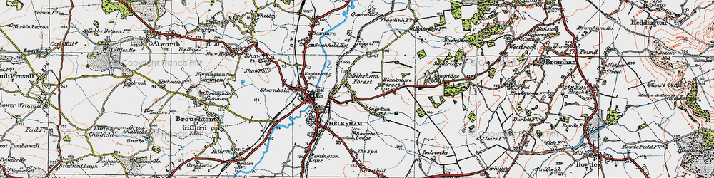 Old map of Melksham Forest in 1919