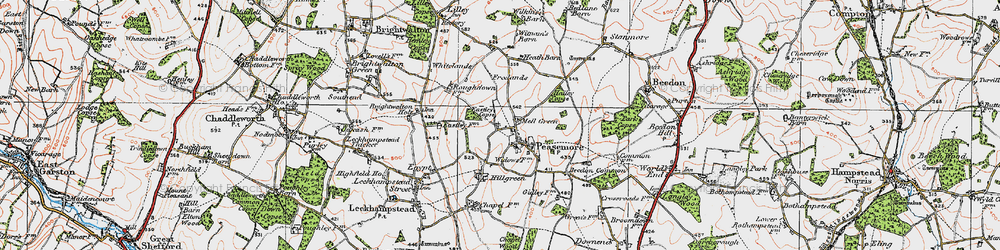 Old map of Mell Green in 1919