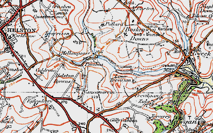 Old map of Boskenwyn Downs in 1919