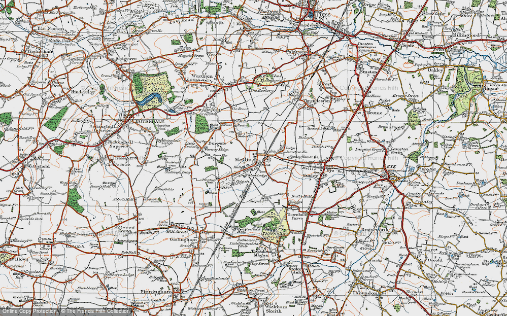 Old Map of Mellis Green, 1920 in 1920