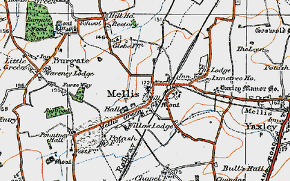 Old map of Mellis Green in 1920