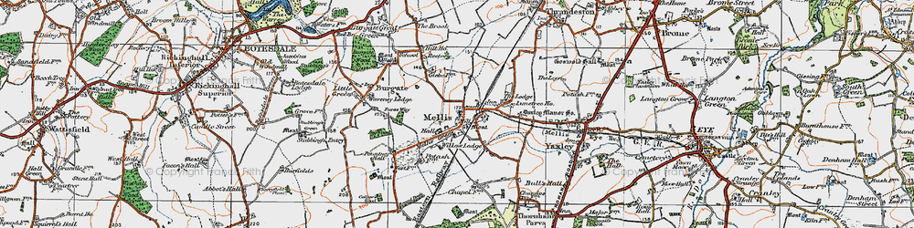 Old map of Mellis Green in 1920