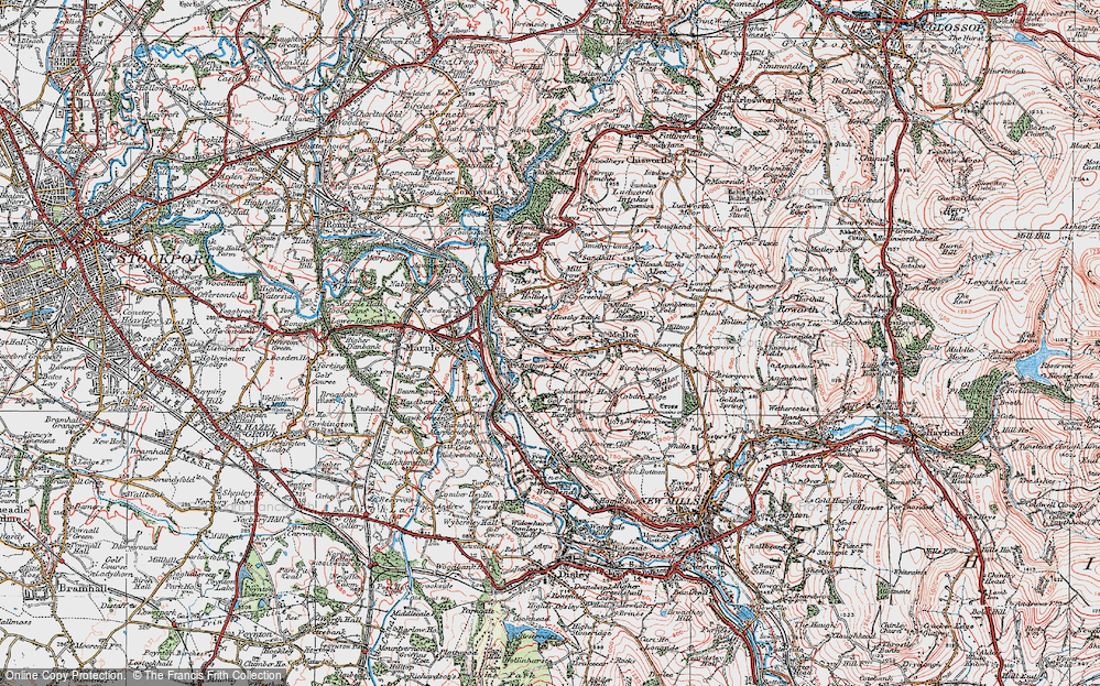 Old Map of Mellor, 1923 in 1923