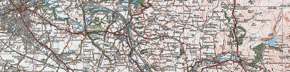 Old map of Mellor in 1923