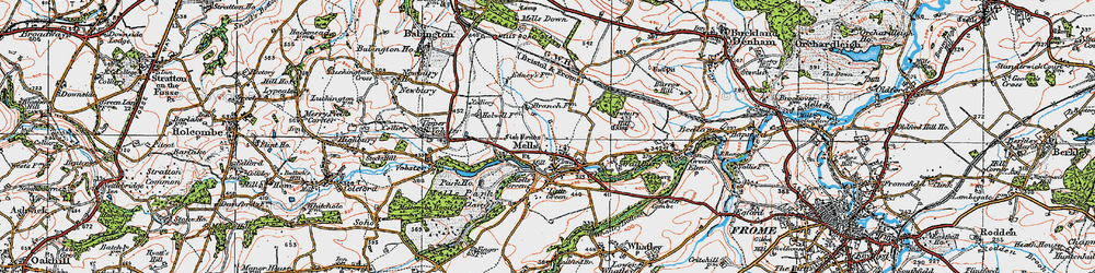 Old map of Mells in 1919