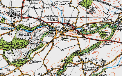 Old map of Mells Green in 1919