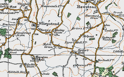 Old map of Melon Green in 1921