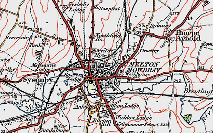 Old map of Melton Mowbray in 1921