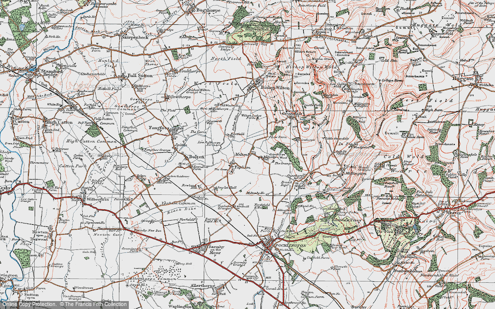 Old Map of Historic Map covering Bishop Wilton Beck in 1924