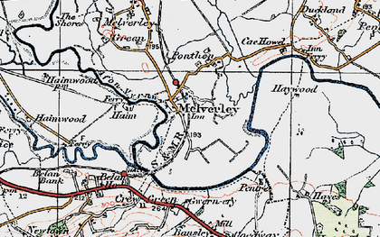 Old map of Melverley in 1921