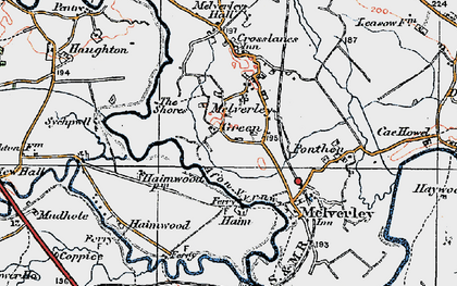 Old map of Melverley Green in 1921