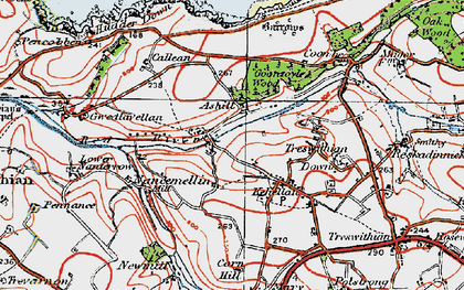 Old map of Menadarva in 1919