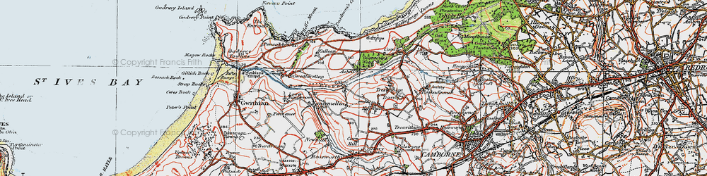 Old map of Menadarva in 1919