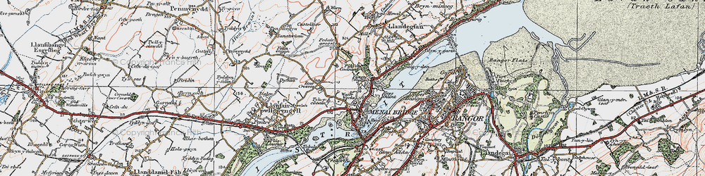Old map of Menai Bridge in 1922