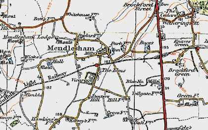 Old map of Mendlesham in 1921