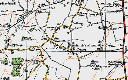 Old map of Mendlesham Green in 1921