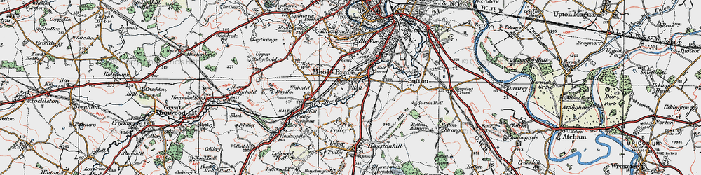 Old map of Meole Brace in 1921