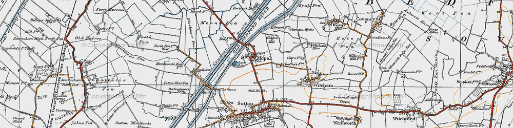 Old map of Witcham Meadlands in 1920