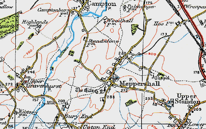Old map of Meppershall in 1919
