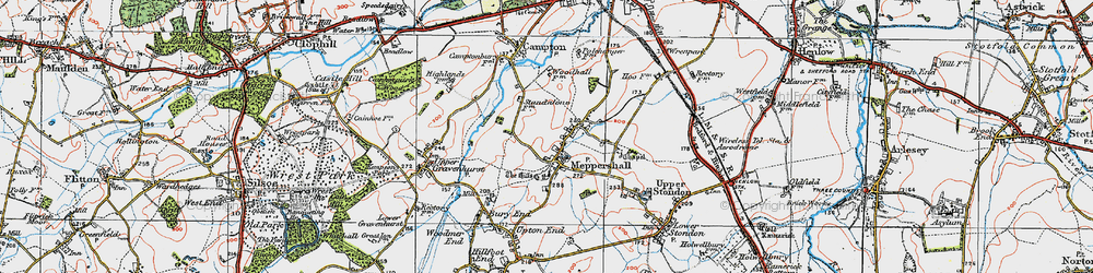 Old map of Meppershall in 1919