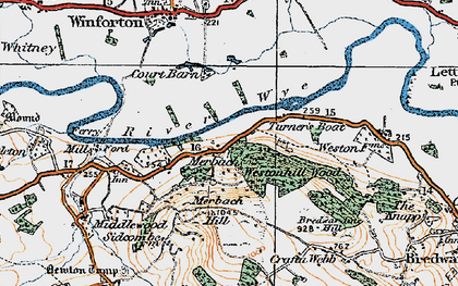 Old map of Merbach in 1919