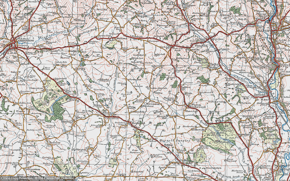 Old Map of Historic Map covering Brailsford Common in 1921
