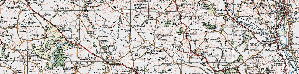 Old map of Brailsford Common in 1921