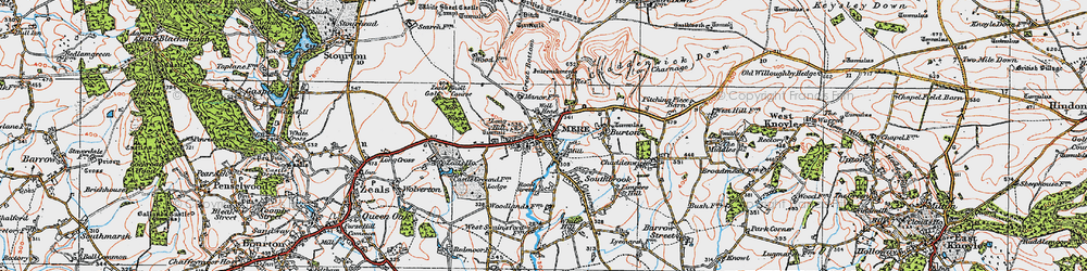Old map of Mere in 1919
