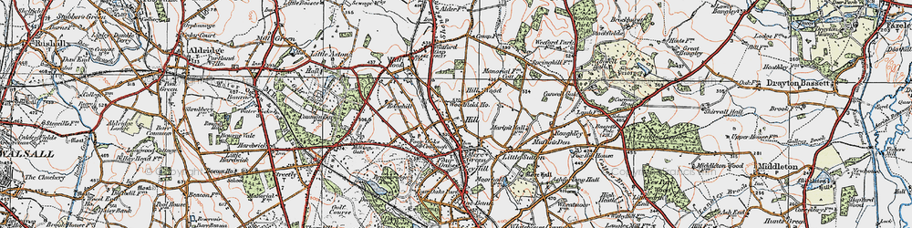 Old map of Mere Green in 1921
