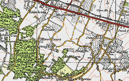 Old map of Meresborough in 1921