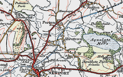 Old map of Aqualate Mere in 1921