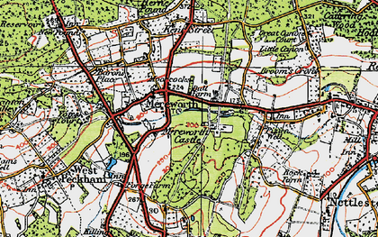Old map of Mereworth in 1920