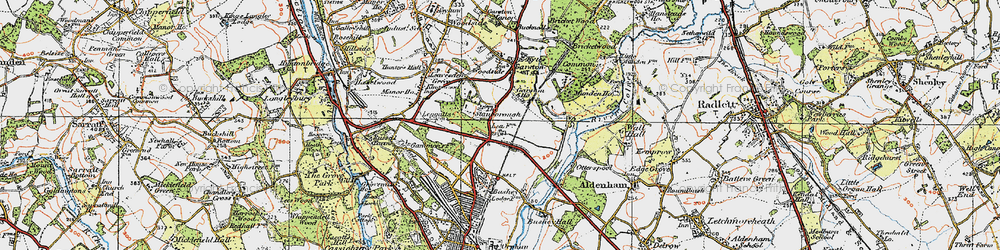 Old map of Meriden in 1920