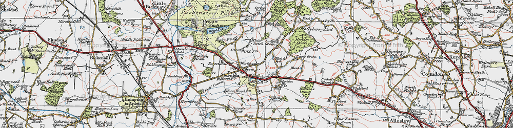 Old map of Meriden in 1921