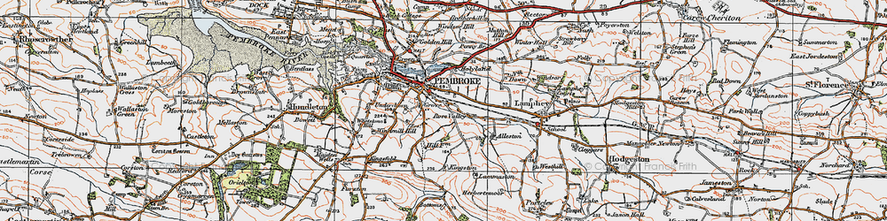 Old map of Merlin's Cross in 1922