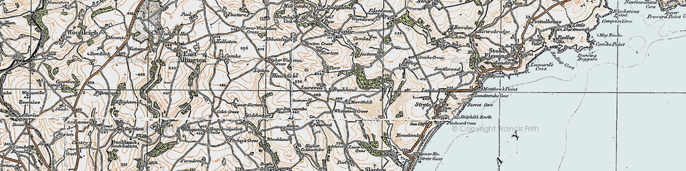 Old map of Whitestone Cross in 1919