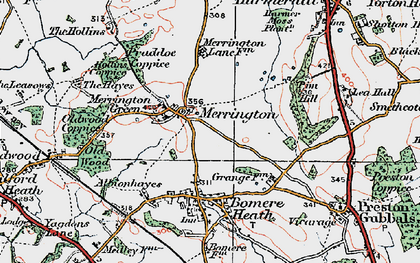 Old map of Merrington in 1921